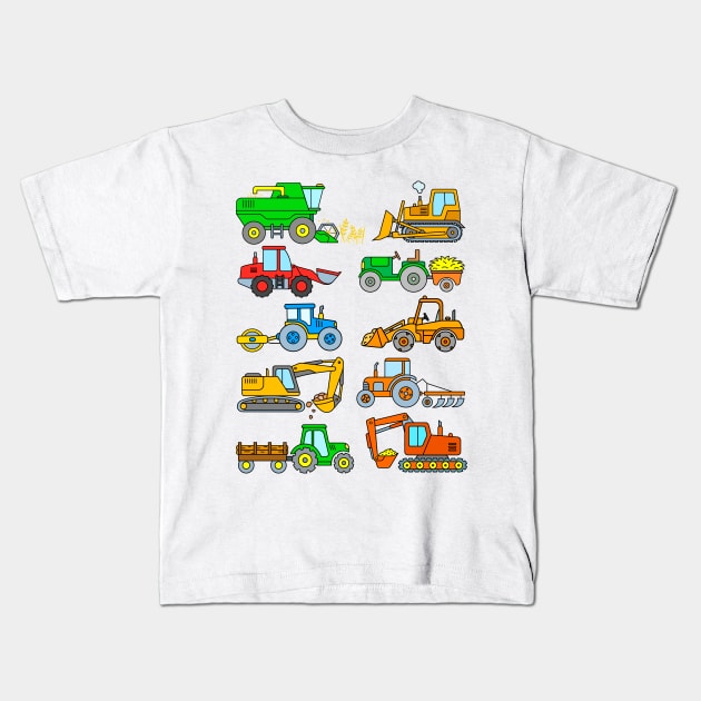 Tractors and Excavators Kids T-Shirt by samshirts